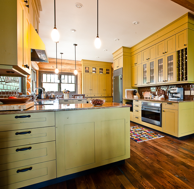Log Lake House Kitchen 3 - River City Woodworks